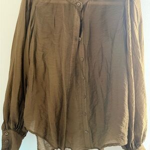 Anthropologie Olive Button Down Shirt